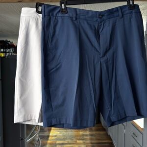 Walter Hagen 11 Men's Blue and White Flat Front Shorts Golf Shorts NEW